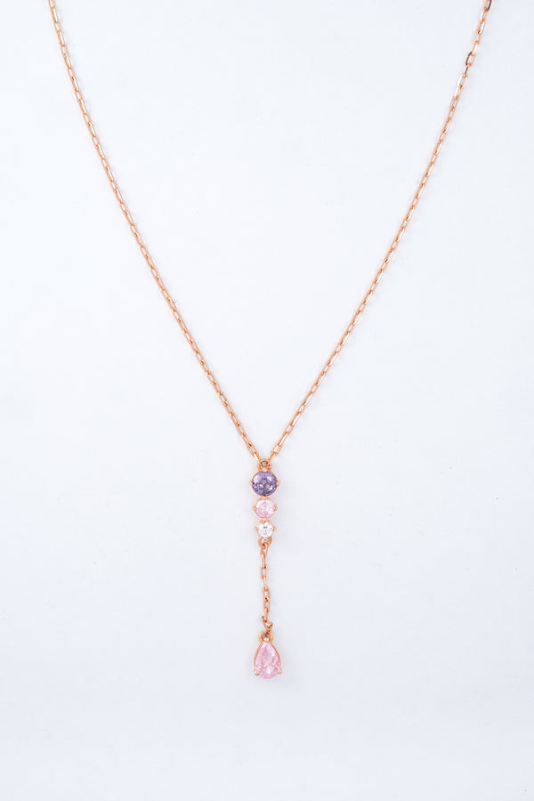 Rose Gold Ombre Stone Drop Y Necklace