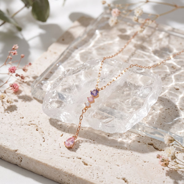Rose Gold Ombre Stone Drop Y Necklace