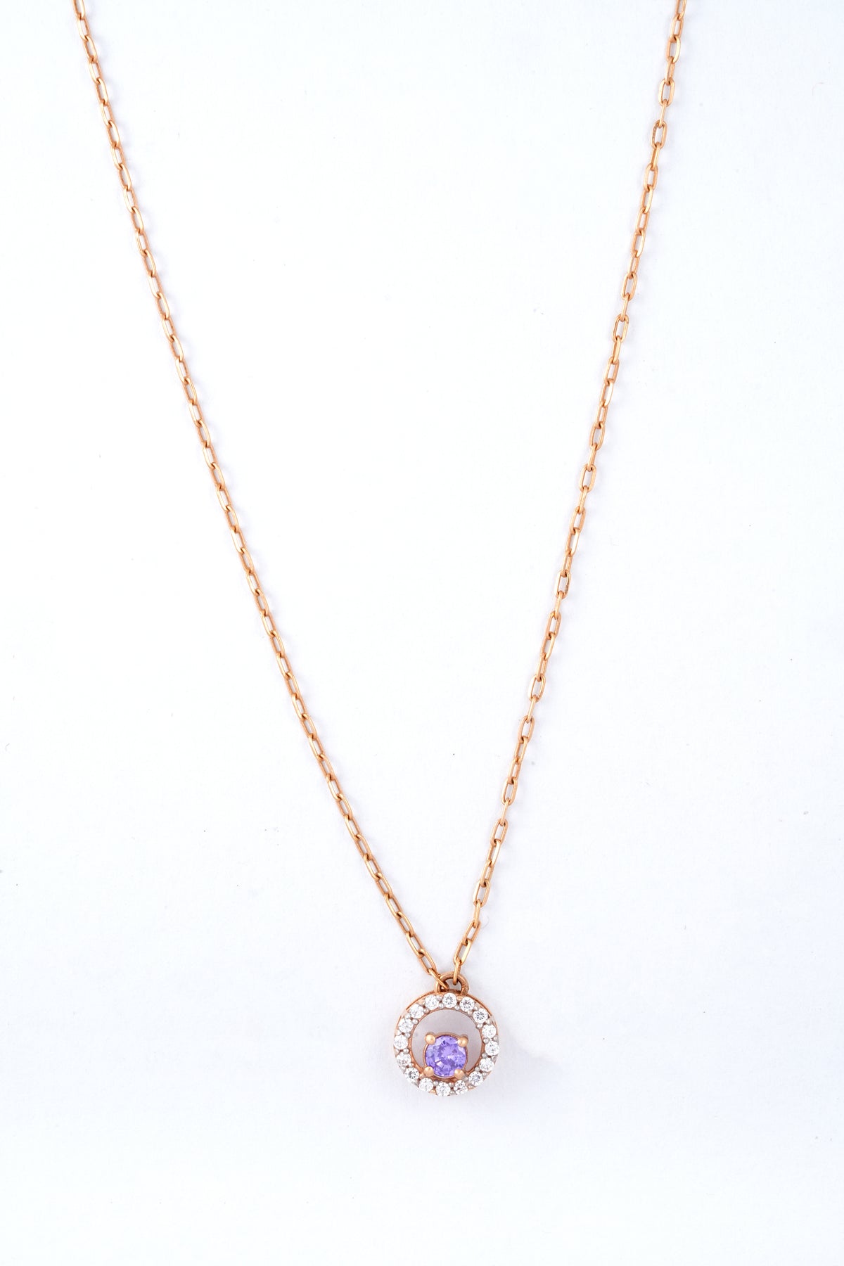 Rose Gold Purple Stone Diamond Pendant