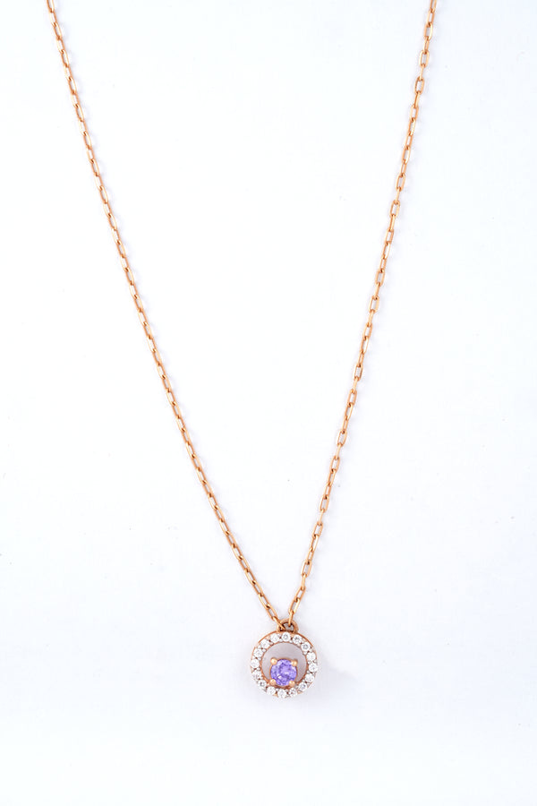 Rose Gold Purple Stone Diamond Pendant