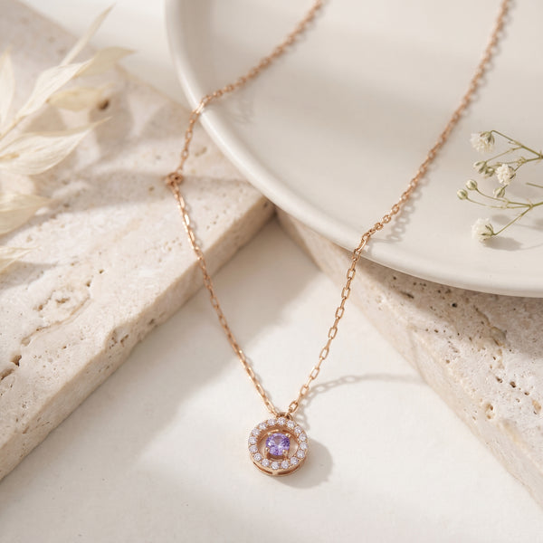 Rose Gold Purple Stone Diamond Pendant