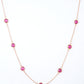 18KT Gold Pink Stone Station Necklace