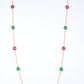 Rose Gold Pink and Green Station Necklace