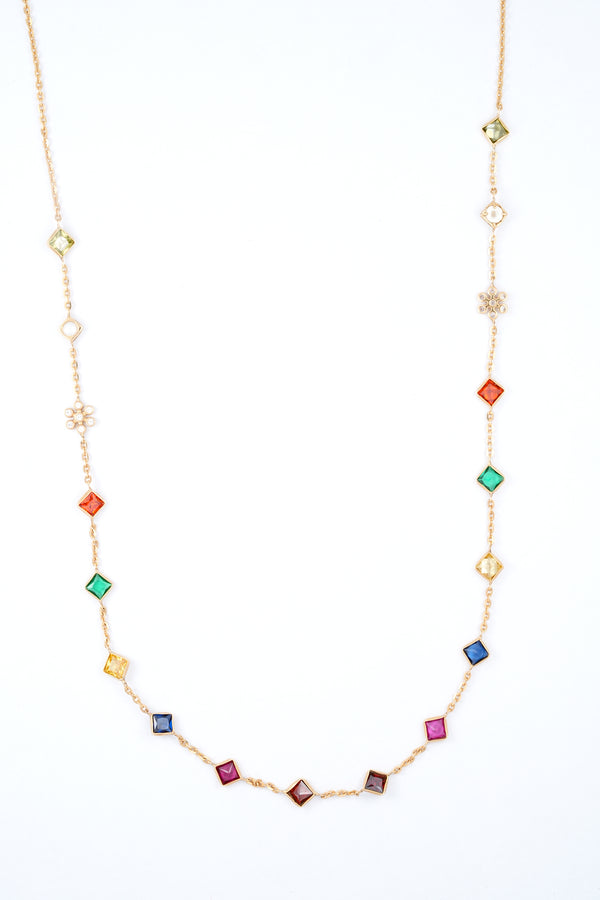 Yellow Gold Multi Stone Diamond Necklace