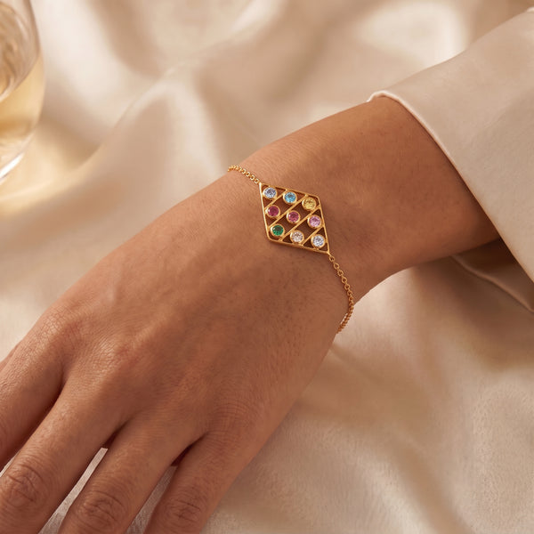 Yellow Gold Kite Shape Gemstone Bracelet