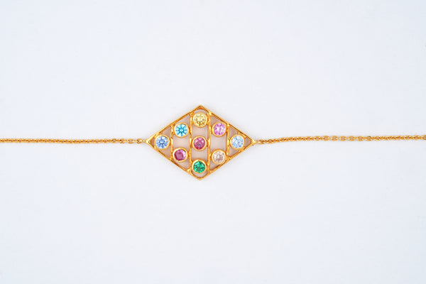 Yellow Gold Kite Shape Gemstone Bracelet