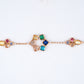 Rose gold chain bracelet with multi coloured gemstone clusters, Lille by Challani