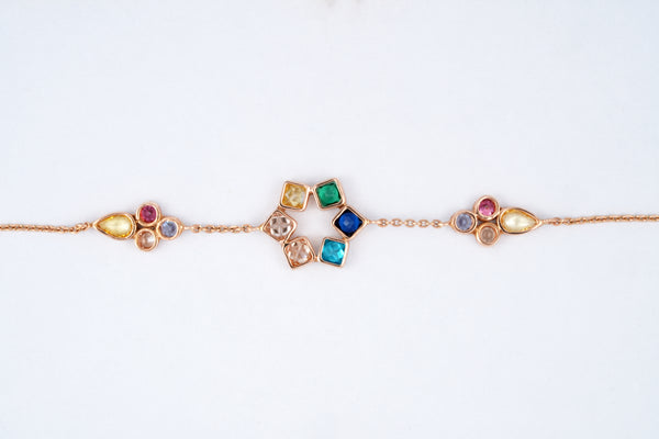 Rose Gold Rainbow Gemstone Chain Bracelet