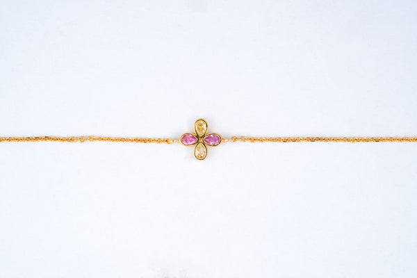 Yellow Gold Clover Gemstone Bracelet