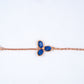 Rose Gold Blue Stone Clover Bracelet