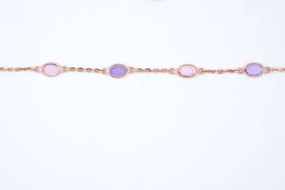 Rose Gold Pink and Purple Oval Bracelet