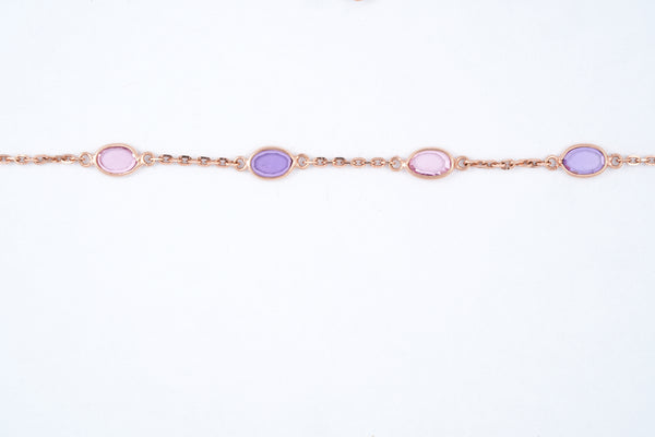 Rose Gold Pink and Purple Oval Bracelet