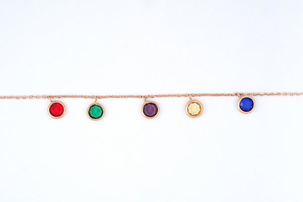Rose Gold Rainbow Charm Chain Bracelet