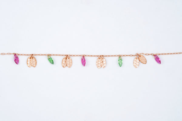 18KT Gold Pink Shades Stone Fringe Bracelet