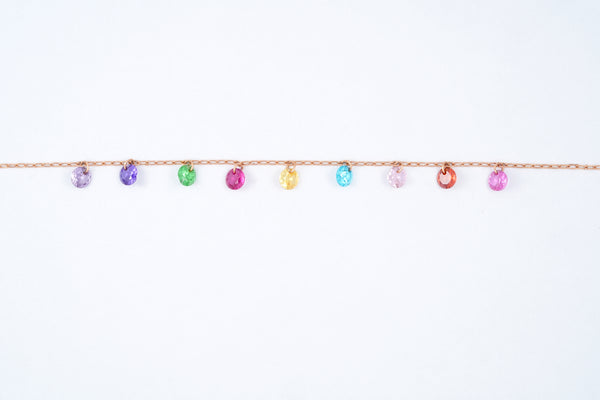 Rose Gold Rainbow Gemstone Chain Necklace