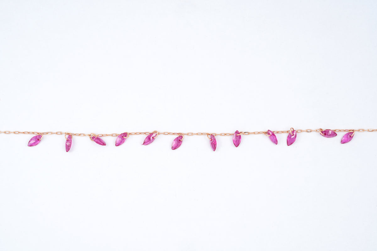 Rose Gold Pink Stone Fringe Bracelet