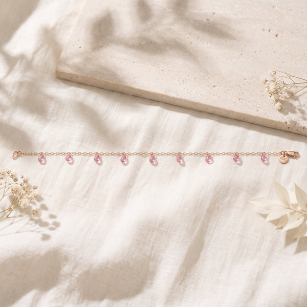 Rose Gold Pink Briolette Fringe Bracelet