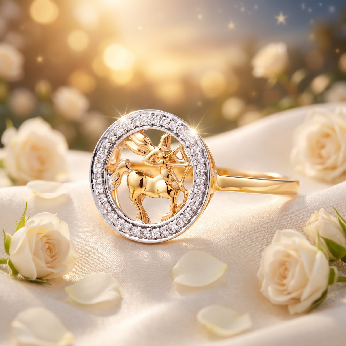 Sagittarius Zodiac 18KT Diamond Ring