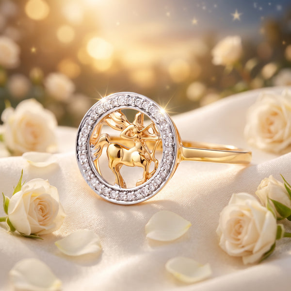 Sagittarius Zodiac 18KT Diamond Ring