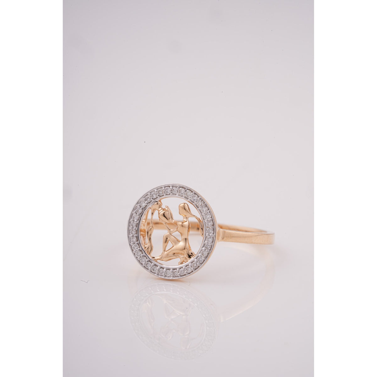Rose Gold Gemini 18KT Diamond Zodiac Ring
