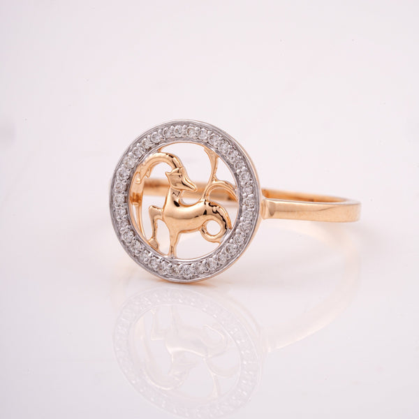 Capricorn Zodiac 18KT Diamond Ring