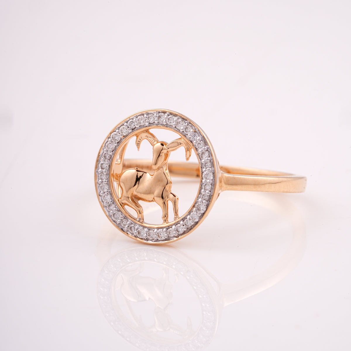 Rose Gold Capricorn 18KT Diamond Ring