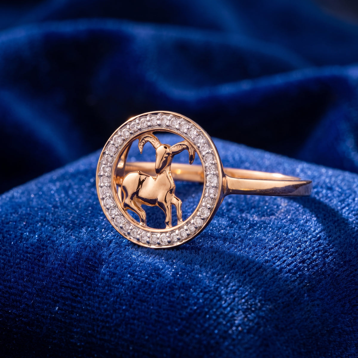 Rose Gold Capricorn 18KT Diamond Ring