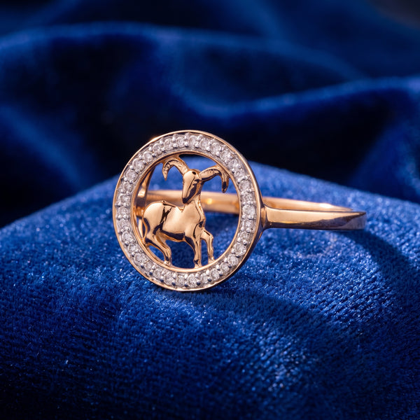 Rose Gold Capricorn 18KT Diamond Ring