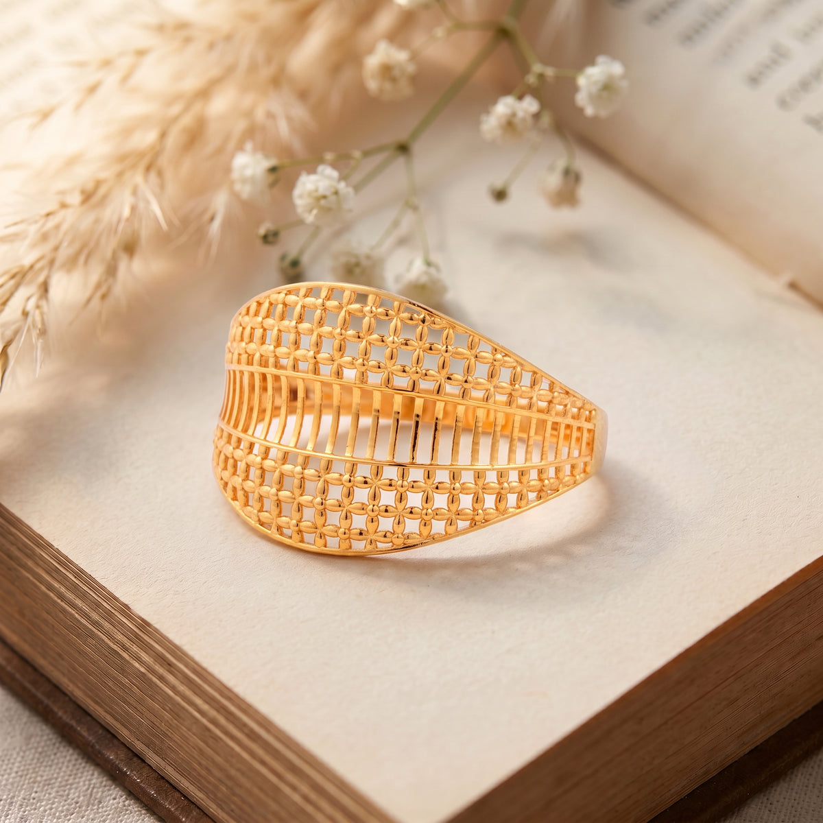 Yellow Gold Filigree Dome Statement Ring