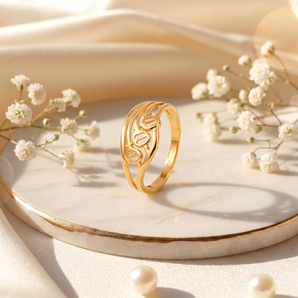 Yellow Gold Wide Band Loop Cutout Ring