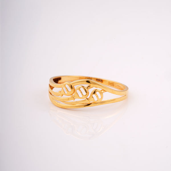 Yellow Gold Wide Band Loop Cutout Ring