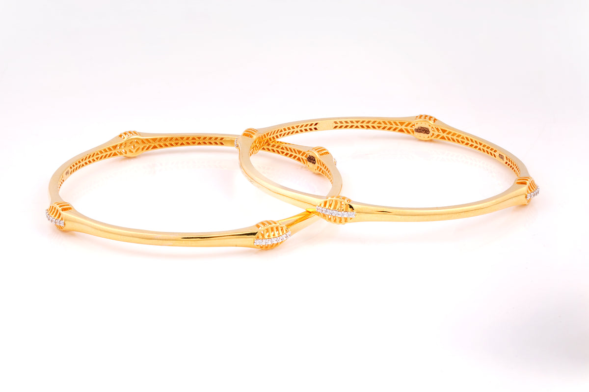 Textured Station 18KT Diamond Bangles