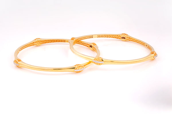 Textured Station 18KT Diamond Bangles