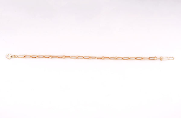 18KT Gold Paperclip Bracelet with Bead Accents