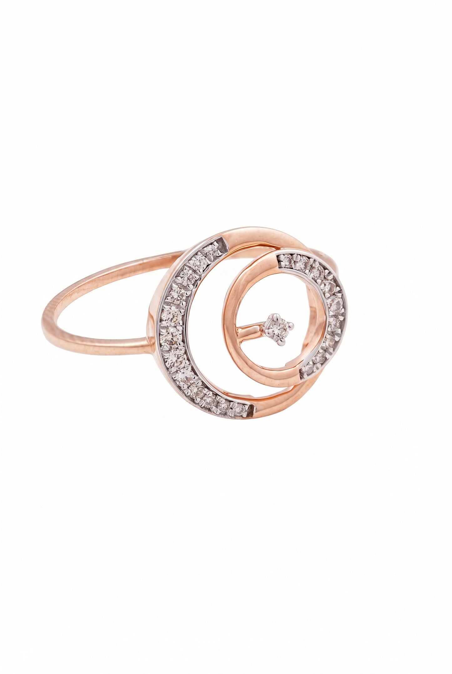 18kt Rose Gold Spiral Daily Wear Diamond Ring for Women  