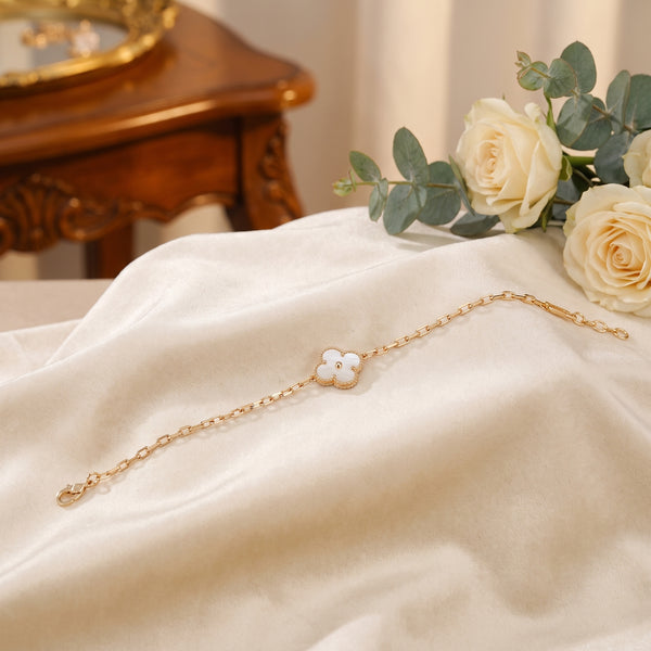Yellow Gold Clover Charm Bracelet