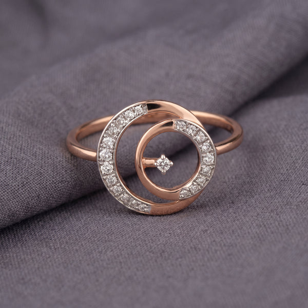 18kt Rose Gold Spiral Daily Wear Diamond Ring for Women  