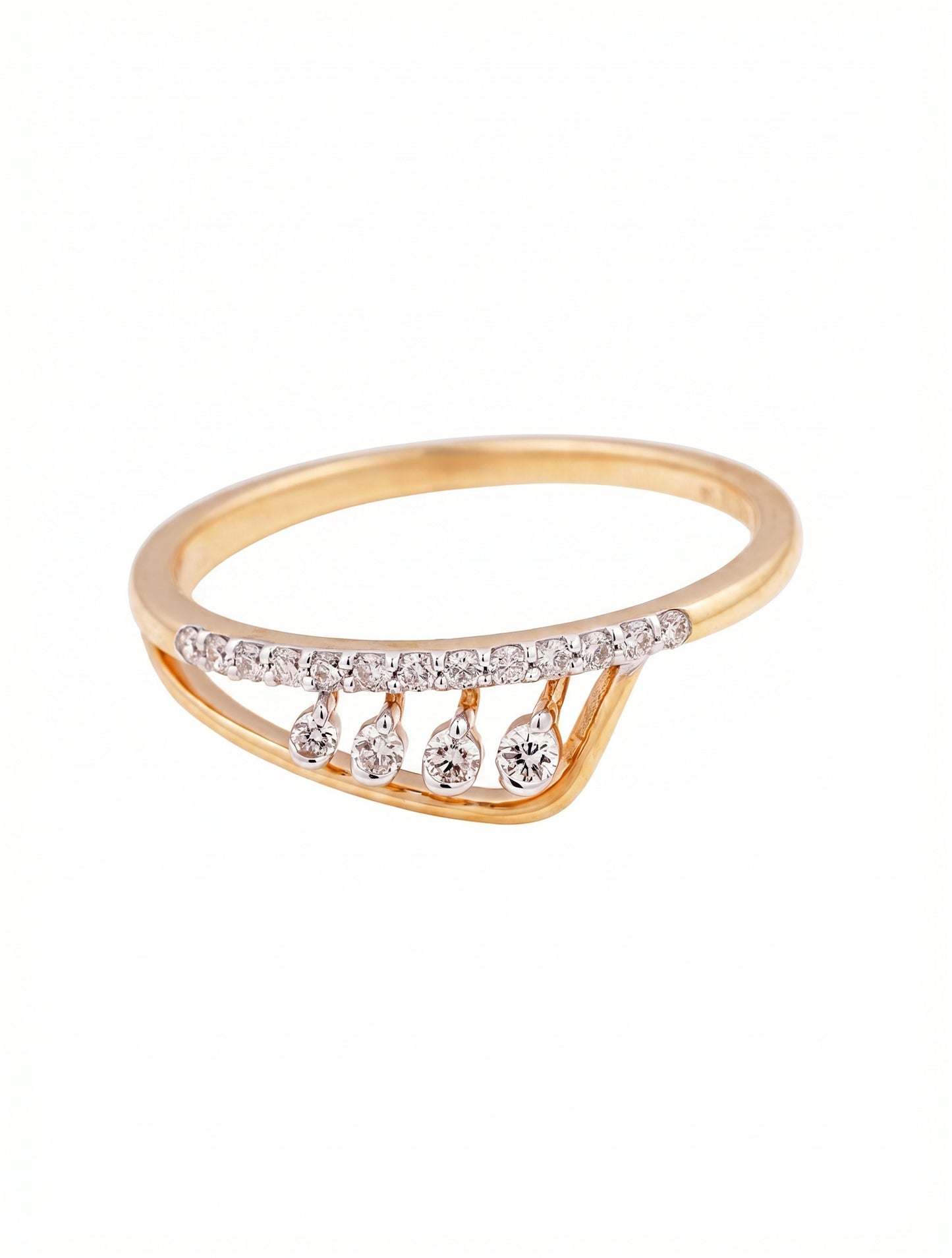 18kt Gold Fringe Bar Daily Wear Diamond Ring for Women