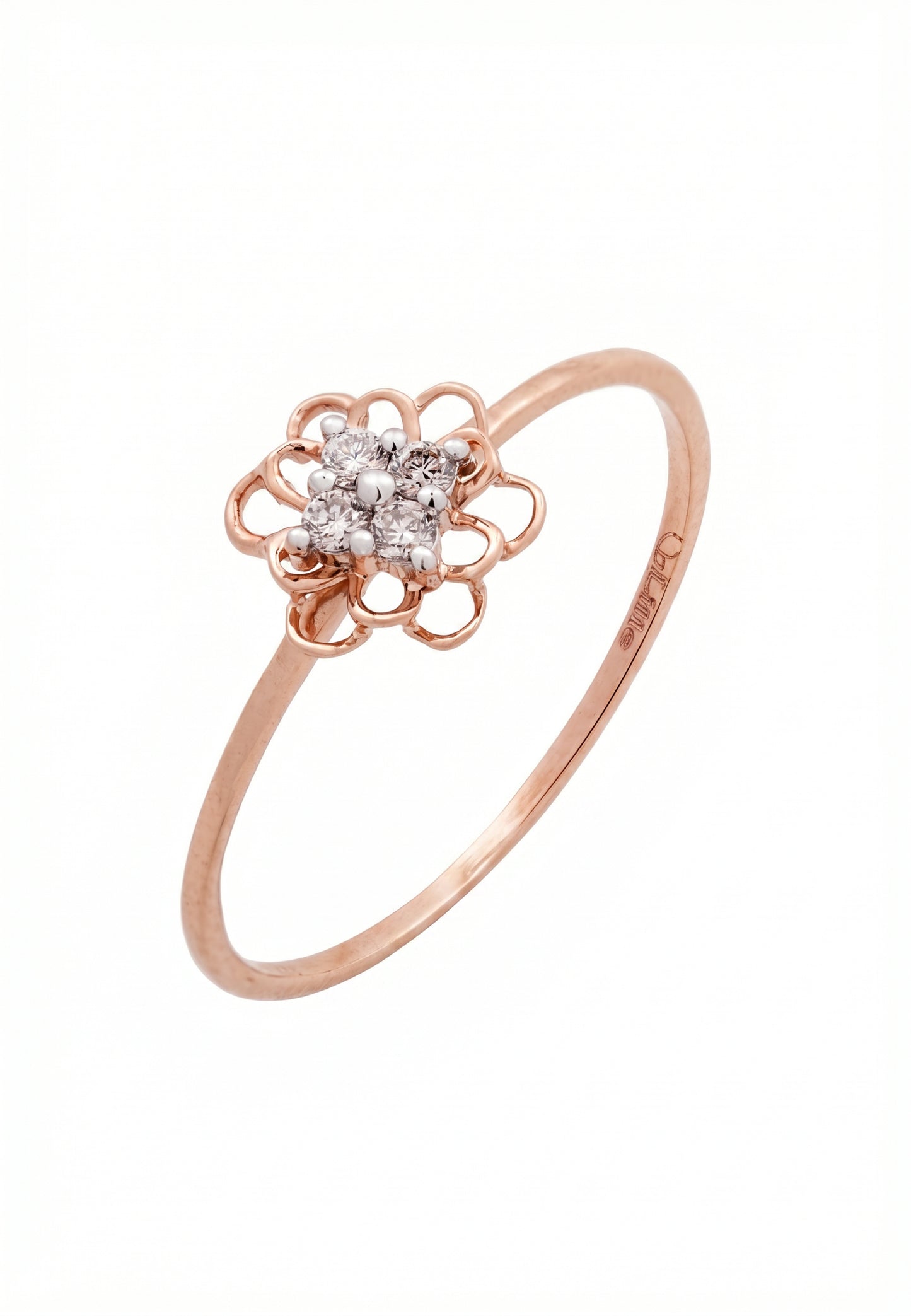 18kt Gold Open Flower Daily Wear Diamond Ring for Women