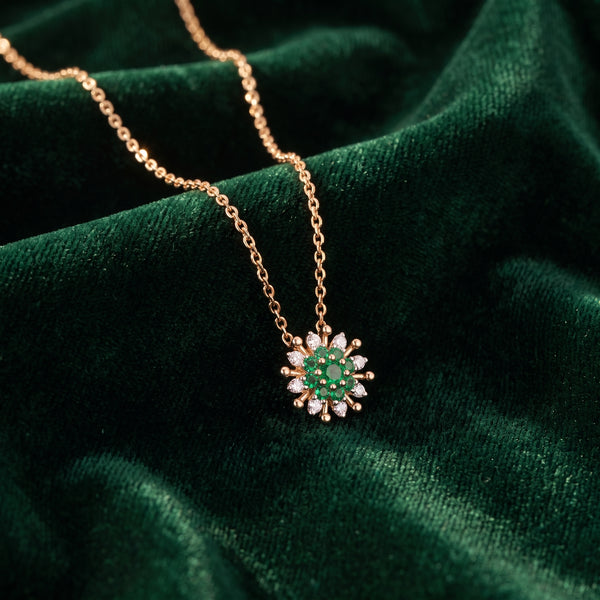 Emerald Starburst 18KT Diamond Pendant