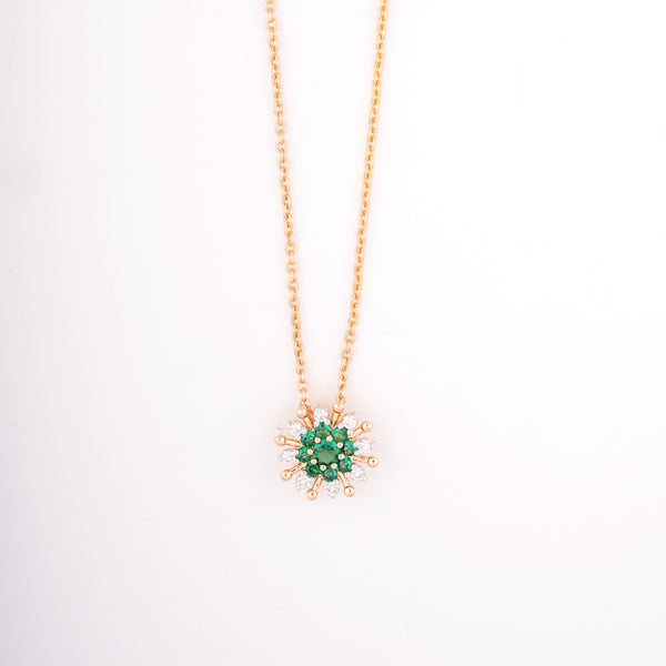 Emerald Starburst 18KT Diamond Pendant