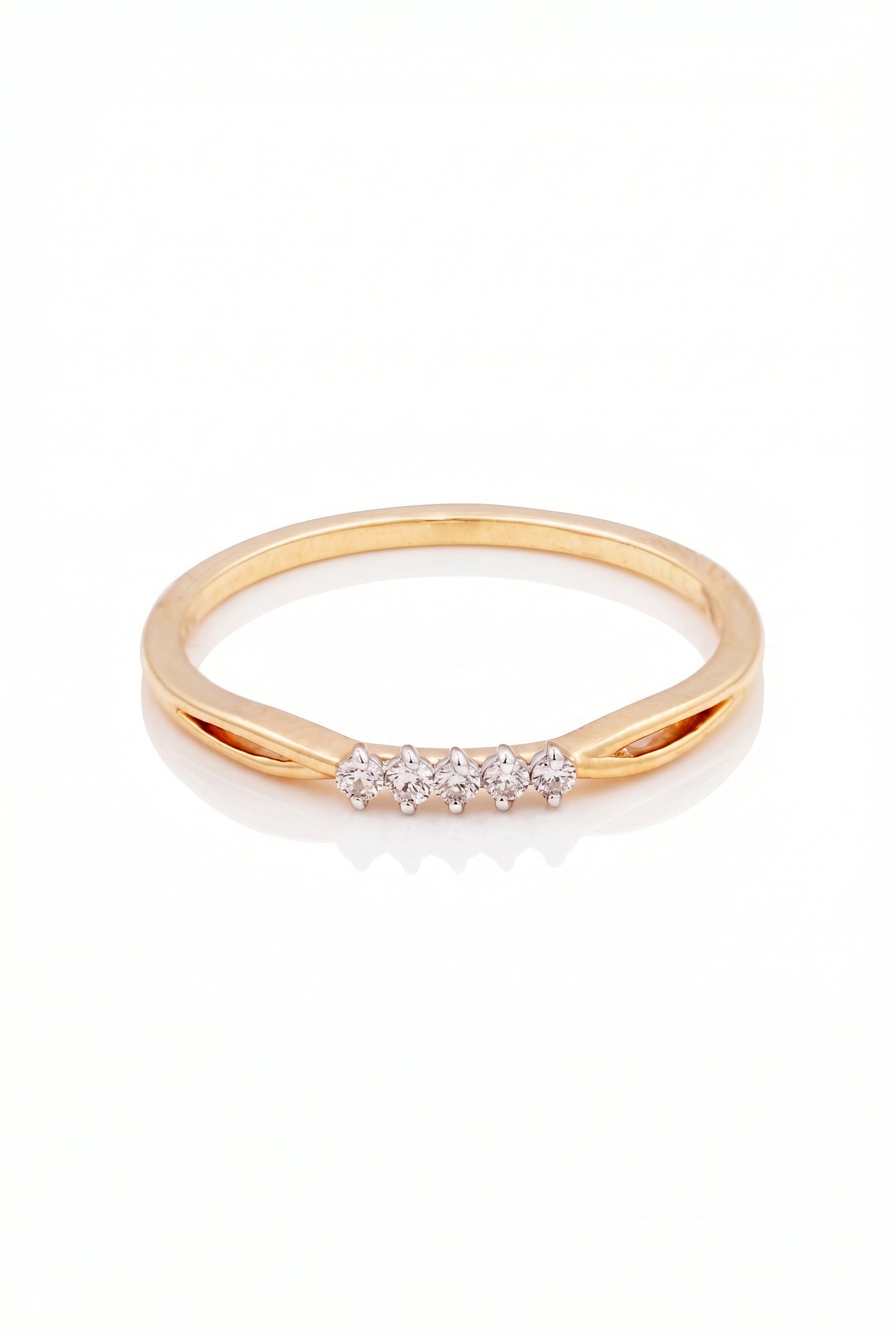 18kt Gold Five-Stone Band Daily Wear Diamond Ring for Women