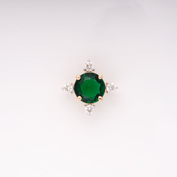 Emerald Solitaire 18KT Diamond Earring