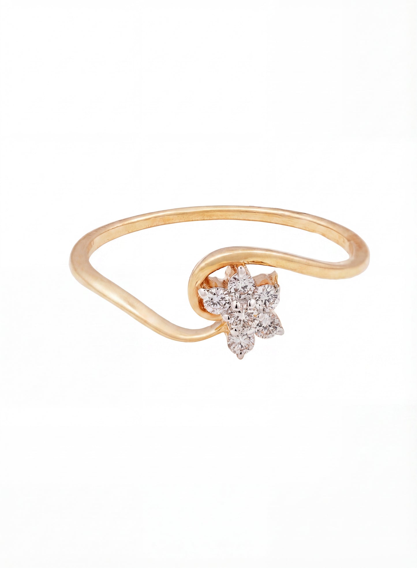 18kt Gold Flower Twist Daily Wear Diamond Ring for Women