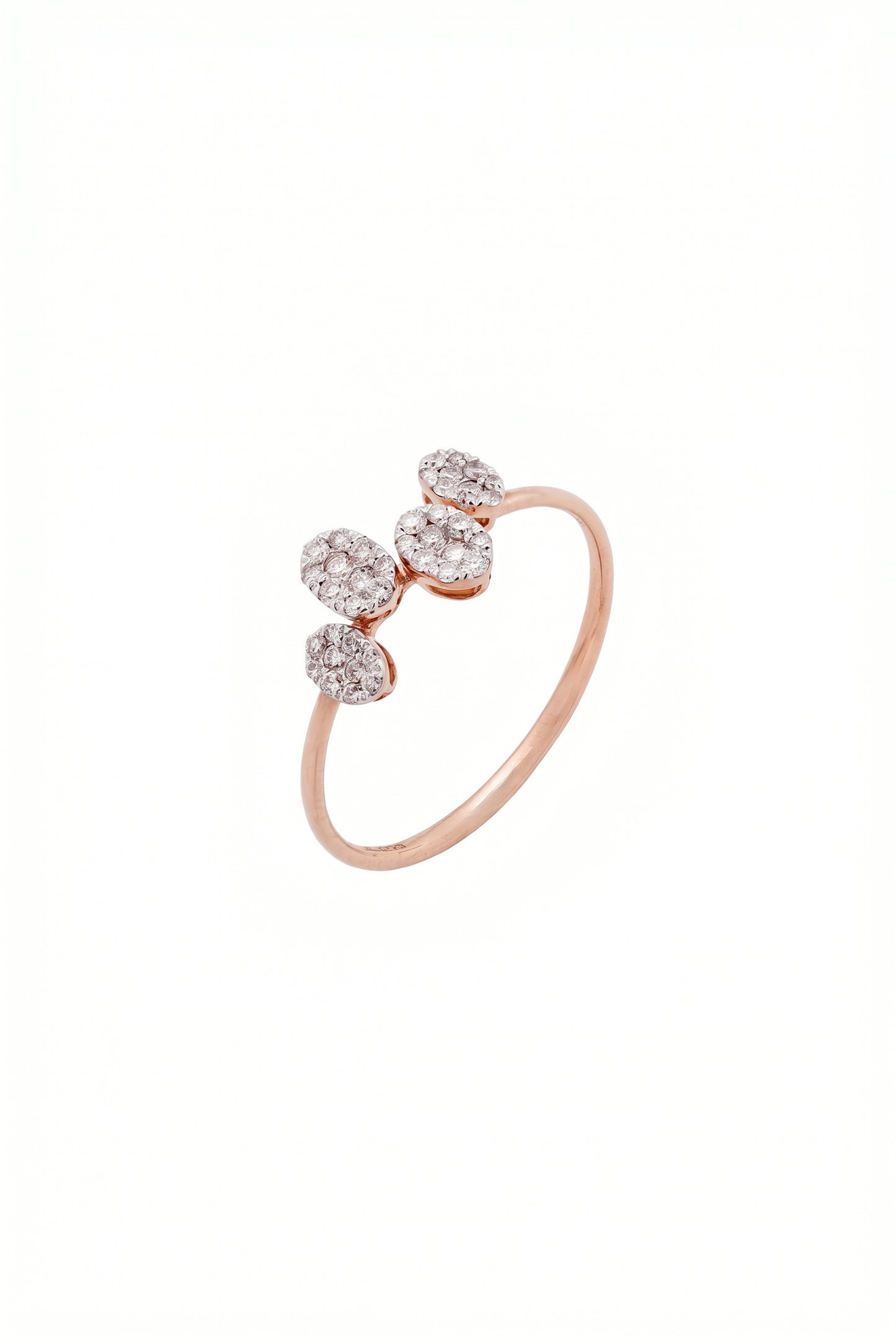 18kt Rose Gold Triple Cluster Daily Wear Diamond Ring for Women