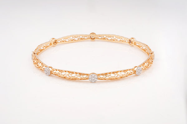 Gold Lattice 18KT Diamond Bangle