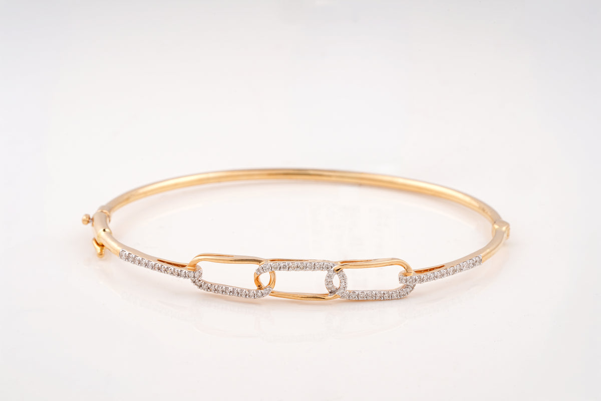 Rose Gold Paperclip Link 18KT Diamond Bangle