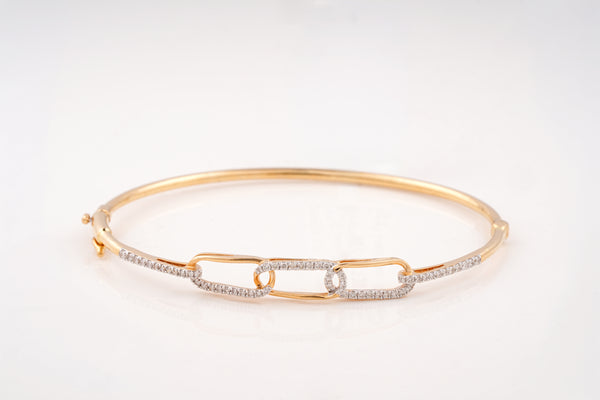 Rose Gold Paperclip Link 18KT Diamond Bangle