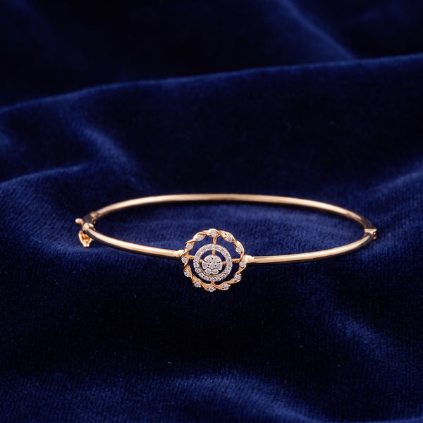 Rose Gold Medallion 18KT Diamond Bangle