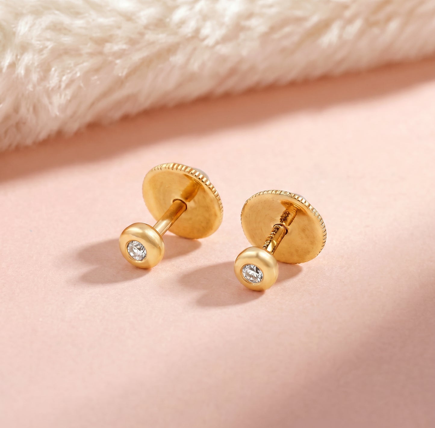 Bindu 18kt Gold Daily Wear Diamond Stud Earrings for Kids